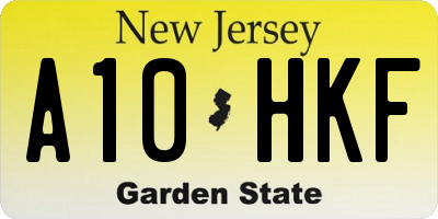 NJ license plate A10HKF