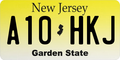 NJ license plate A10HKJ