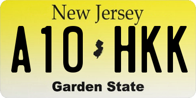 NJ license plate A10HKK