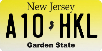 NJ license plate A10HKL