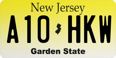 NJ license plate A10HKW