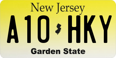 NJ license plate A10HKY