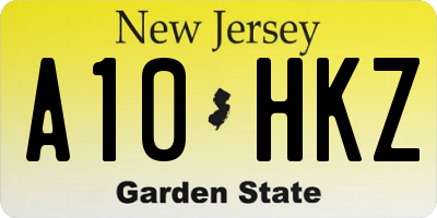 NJ license plate A10HKZ