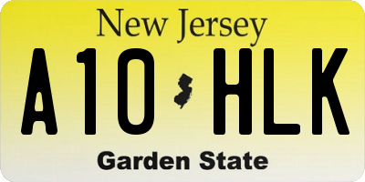 NJ license plate A10HLK