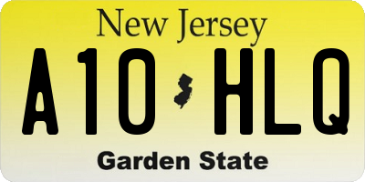 NJ license plate A10HLQ