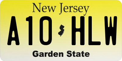 NJ license plate A10HLW