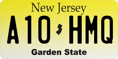 NJ license plate A10HMQ