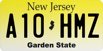 NJ license plate A10HMZ