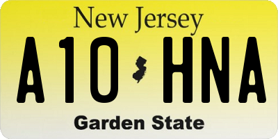 NJ license plate A10HNA