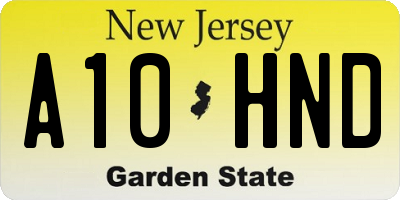 NJ license plate A10HND