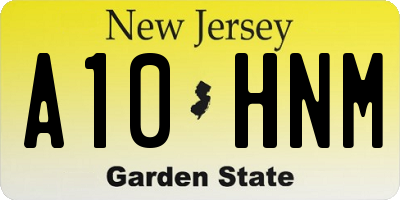 NJ license plate A10HNM