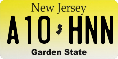 NJ license plate A10HNN