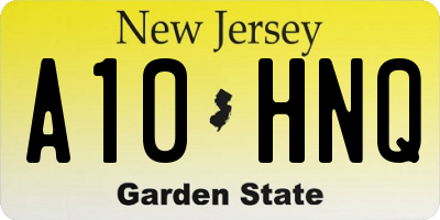 NJ license plate A10HNQ