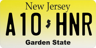 NJ license plate A10HNR