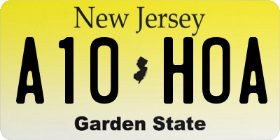 NJ license plate A10HOA