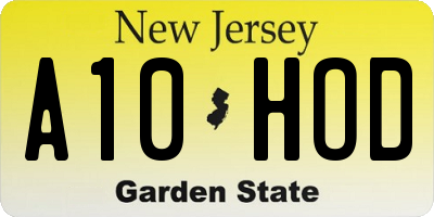 NJ license plate A10HOD
