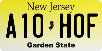 NJ license plate A10HOF