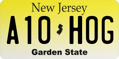 NJ license plate A10HOG