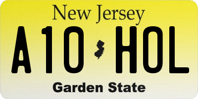 NJ license plate A10HOL