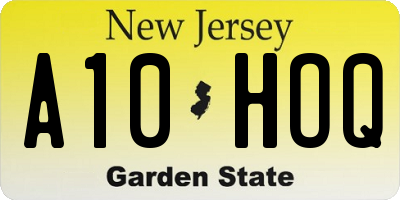 NJ license plate A10HOQ