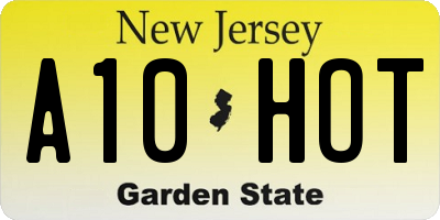 NJ license plate A10HOT