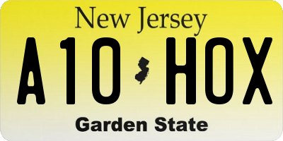 NJ license plate A10HOX