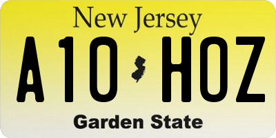 NJ license plate A10HOZ