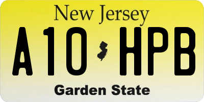 NJ license plate A10HPB