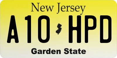 NJ license plate A10HPD