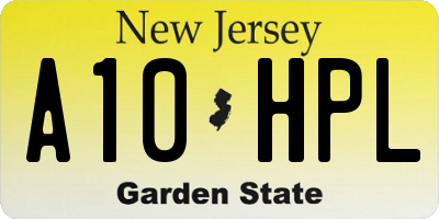 NJ license plate A10HPL