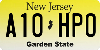 NJ license plate A10HPO