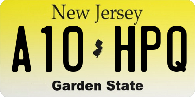 NJ license plate A10HPQ