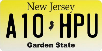 NJ license plate A10HPU