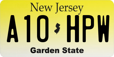 NJ license plate A10HPW