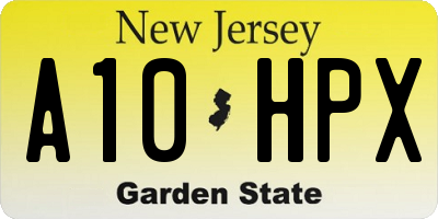 NJ license plate A10HPX