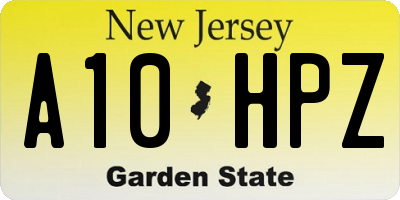 NJ license plate A10HPZ
