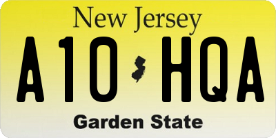 NJ license plate A10HQA