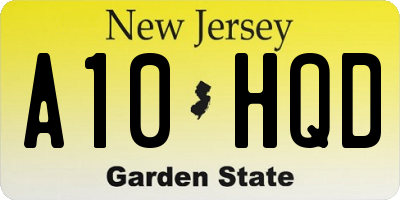 NJ license plate A10HQD