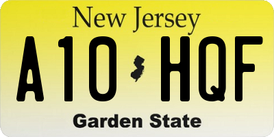 NJ license plate A10HQF