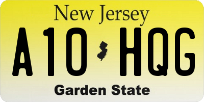 NJ license plate A10HQG