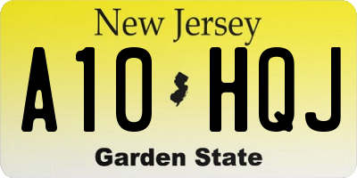 NJ license plate A10HQJ