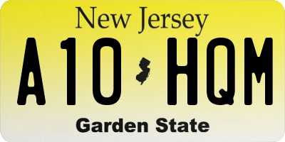 NJ license plate A10HQM