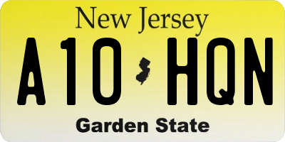 NJ license plate A10HQN
