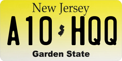 NJ license plate A10HQQ