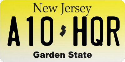 NJ license plate A10HQR