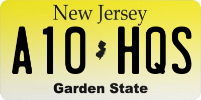 NJ license plate A10HQS