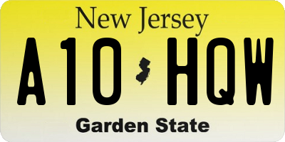 NJ license plate A10HQW