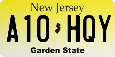 NJ license plate A10HQY