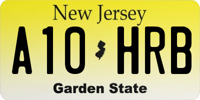 NJ license plate A10HRB