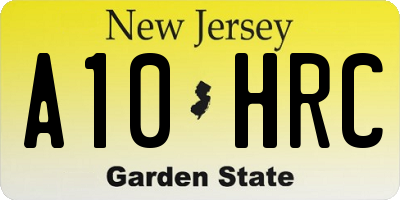 NJ license plate A10HRC